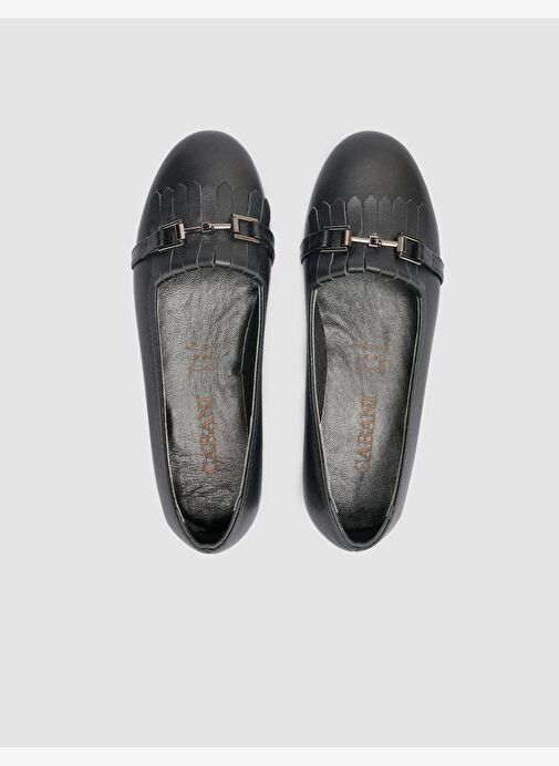 %100 Hakiki Deri Siyah Kadın Babet - Görsel 5