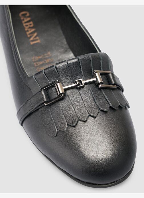 %100 Hakiki Deri Siyah Kadın Babet - Görsel 7