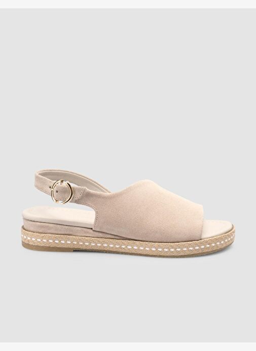 %100 Hakiki Deri Taş Kadın Süet Sandalet - Görsel 2