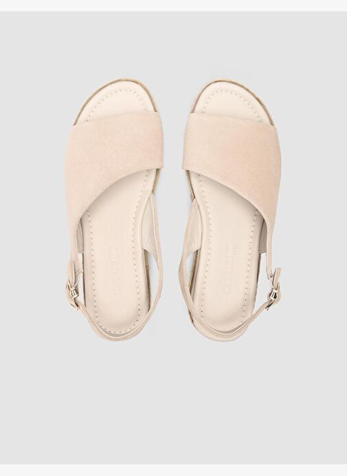 %100 Hakiki Deri Taş Kadın Süet Sandalet - Görsel 5