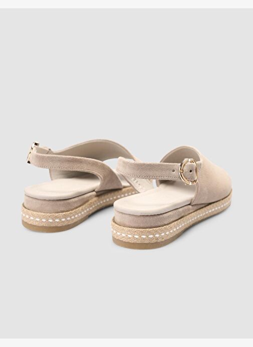 %100 Hakiki Deri Taş Kadın Süet Sandalet - Görsel 4