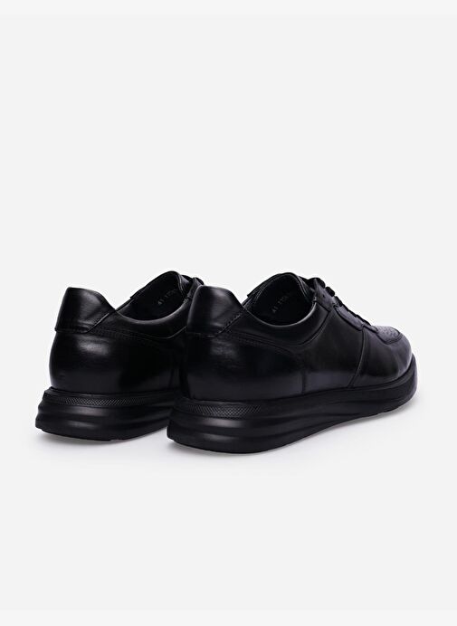 %100 Hakiki Deri Siyah Bağcıklı Erkek Günlük Ayakkabı - Görsel 4
