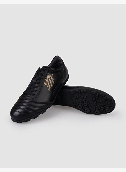 Cabani %100 Hakiki Deri Siyah Bağcıklı Erkek Halı Saha Ayakkabısı - Görsel 5