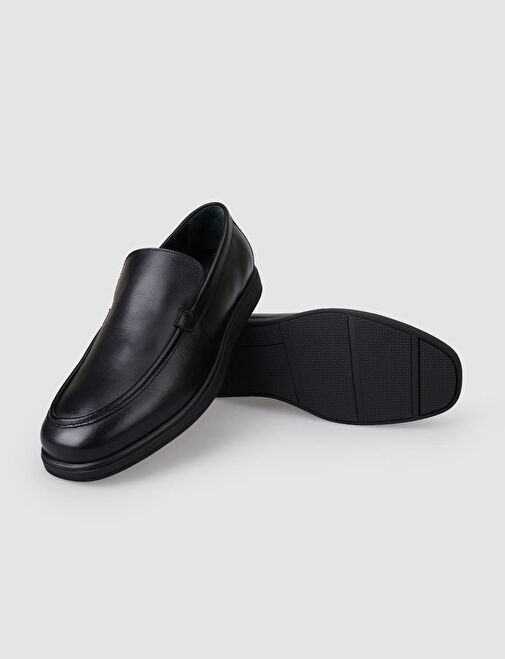 %100 Hakiki Deri Siyah Erkek Loafer - Görsel 5