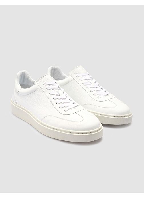 %100 Hakiki Deri Beyaz Erkek Spor Ayakkabı - Görsel 3