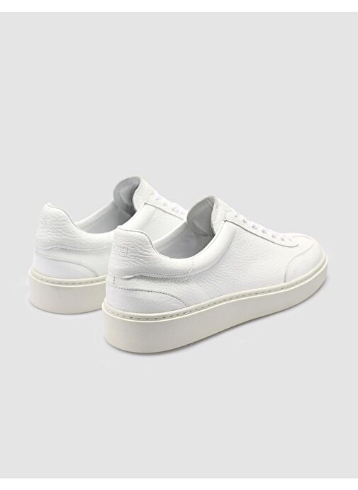 %100 Hakiki Deri Beyaz Erkek Spor Ayakkabı - Görsel 4