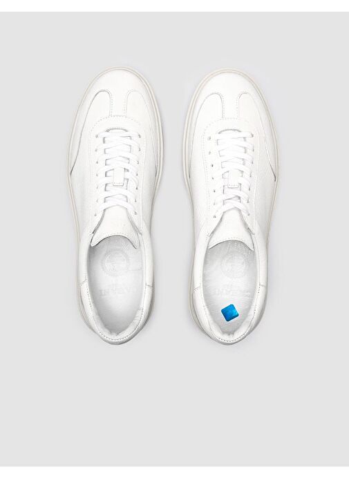 %100 Hakiki Deri Beyaz Erkek Spor Ayakkabı - Görsel 5