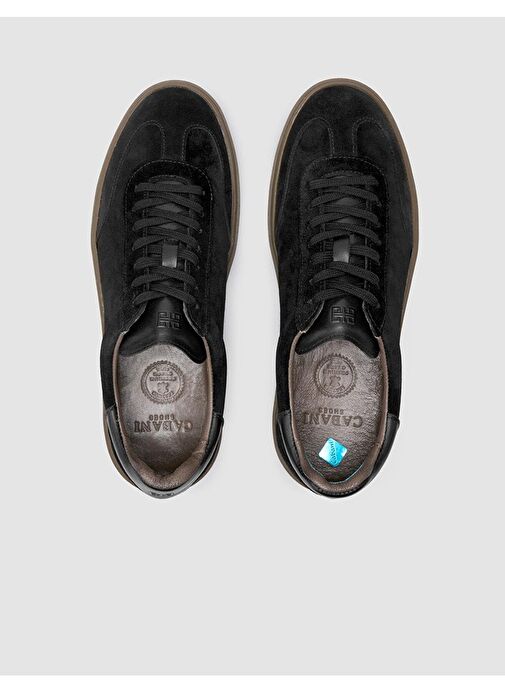 %100 Hakiki Deri Siyah Süet Erkek Spor Ayakkabı - Görsel 5