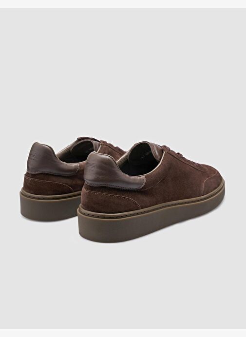 %100 Hakiki Deri Kahverengi Süet Erkek Spor Ayakkabı - Görsel 4