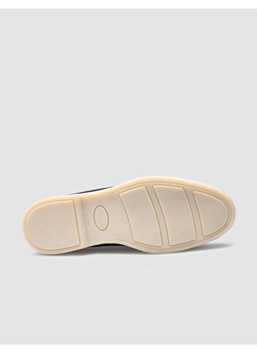 %100 Hakiki Deri Lacivert Süet Kadın Loafer - Görsel 5