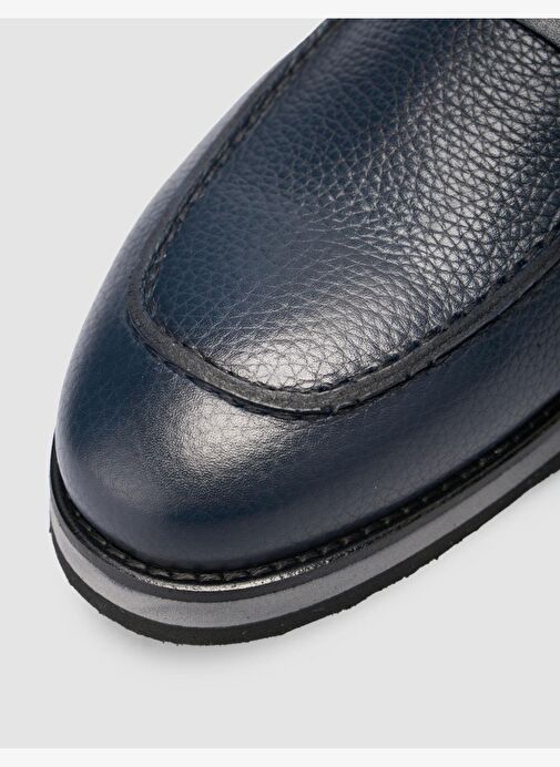 %100 Hakiki Deri Lacivert Çizgi Tabanlı Erkek Günlük Ayakkabı - Görsel 8