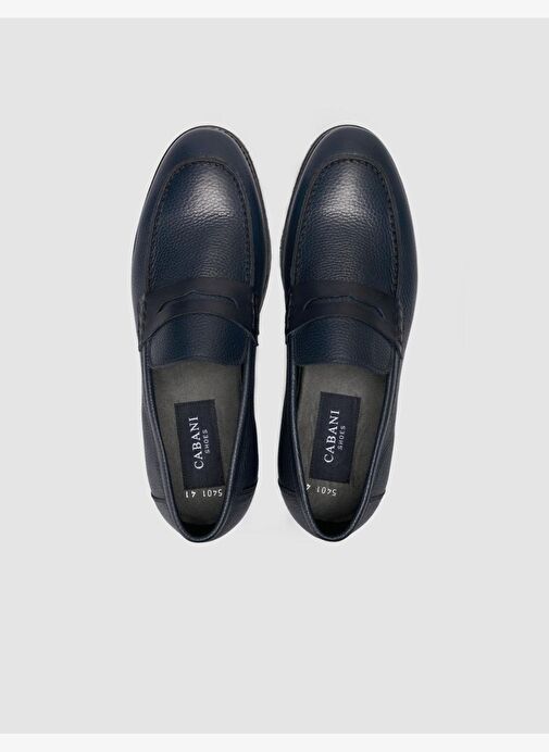 %100 Hakiki Deri Lacivert Çizgi Tabanlı Erkek Günlük Ayakkabı - Görsel 5