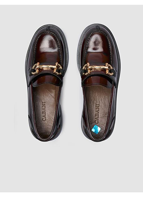 %100 Hakiki Deri Bordo Açma Kadın Günlük Ayakkabı - Görsel 5