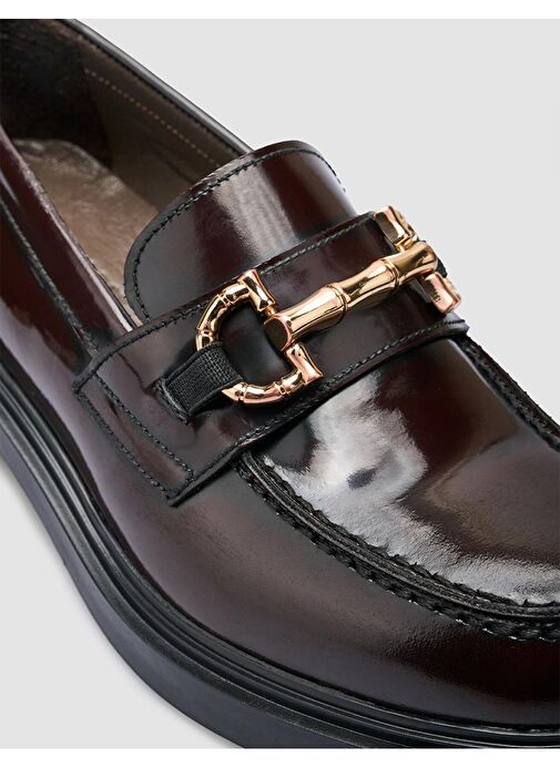 %100 Hakiki Deri Bordo Açma Kadın Günlük Ayakkabı - Görsel 7