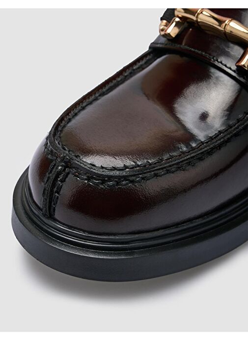 %100 Hakiki Deri Bordo Açma Kadın Günlük Ayakkabı - Görsel 8