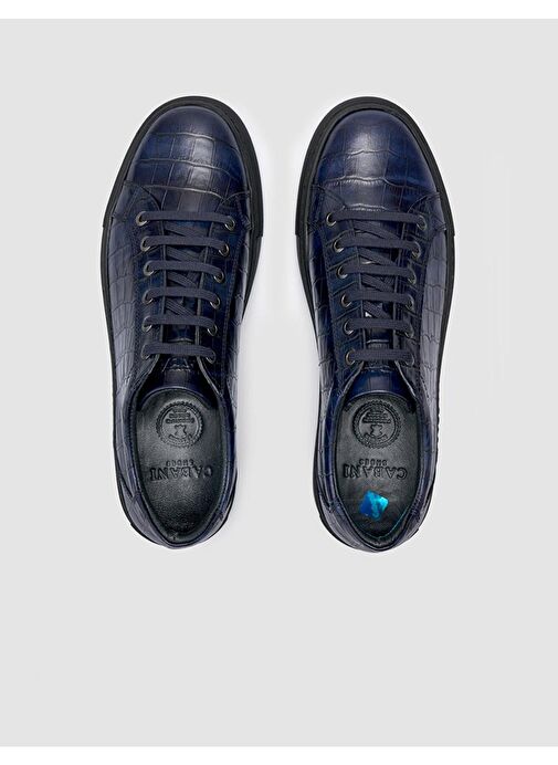 %100 Hakiki Deri Lacivert Kroko Erkek Spor Ayakkabı - Görsel 5