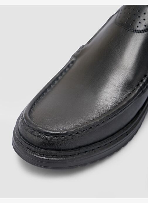 %100 Hakiki Deri Siyah Erkek Günlük Ayakkabı - Görsel 8