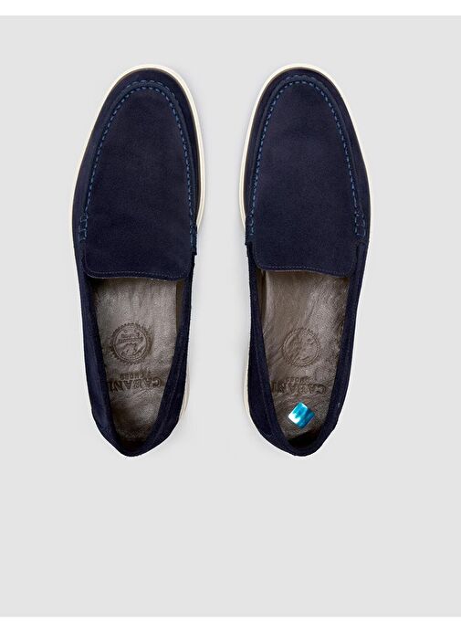 %100 Hakiki Deri Lacivert Süet Erkek Loafer - Görsel 5