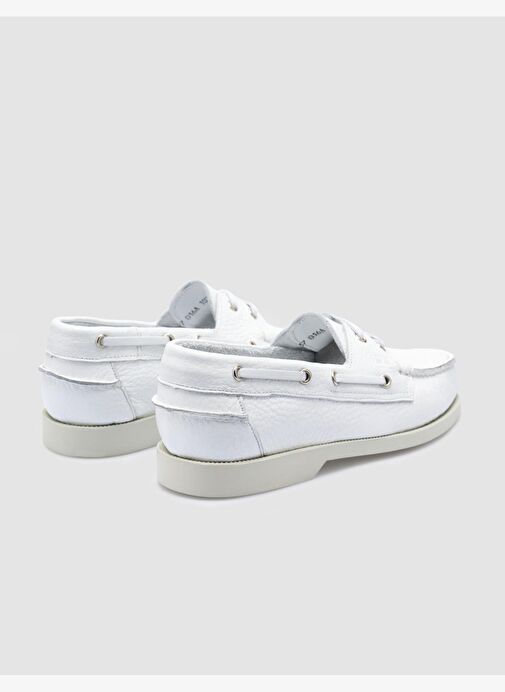 %100 Hakiki Deri Beyaz Kadın Günlük Ayakkabı - Görsel 4