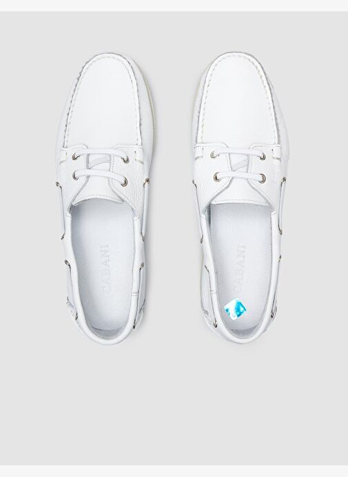 %100 Hakiki Deri Beyaz Kadın Günlük Ayakkabı - Görsel 5