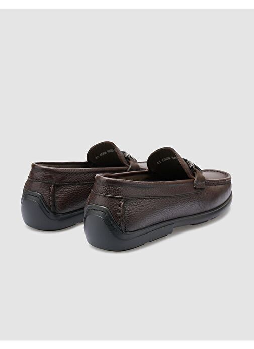 %100 Hakiki Deri Kahverengi Toka Detaylı Erkek Loafer - Görsel 4