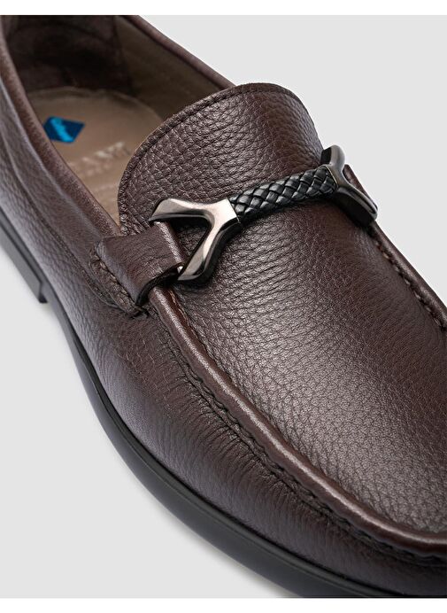 %100 Hakiki Deri Kahverengi Toka Detaylı Erkek Loafer - Görsel 7