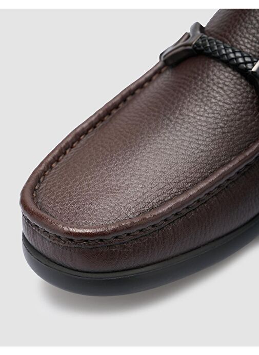 %100 Hakiki Deri Kahverengi Toka Detaylı Erkek Loafer - Görsel 8