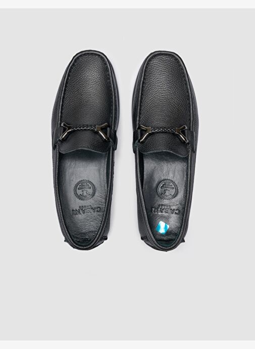 %100 Hakiki Deri Siyah Toka Detaylı Erkek Loafer - Görsel 5