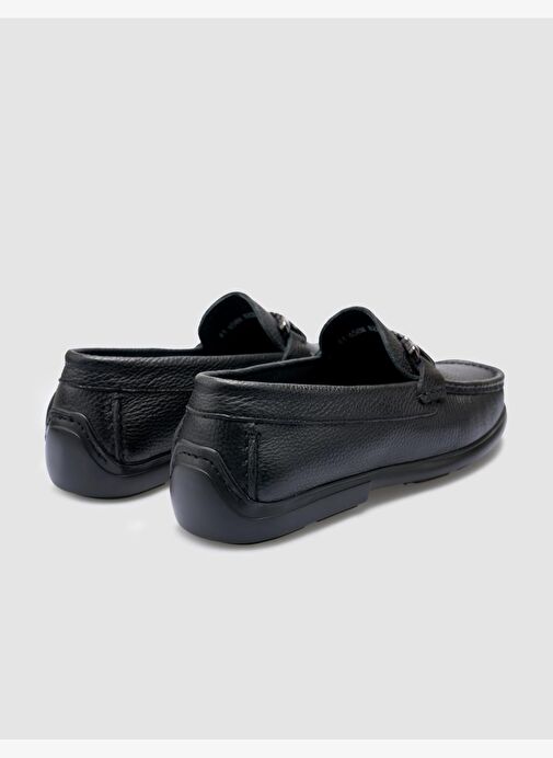 %100 Hakiki Deri Siyah Toka Detaylı Erkek Loafer - Görsel 4