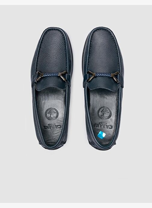 %100 Hakiki Deri Lacivert Toka Detaylı Erkek Loafer - Görsel 5