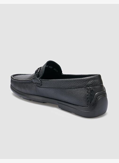 %100 Hakiki Deri Siyah Toka Detaylı Erkek Loafer - Görsel 6