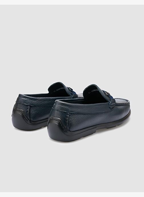 %100 Hakiki Deri Lacivert Toka Detaylı Erkek Loafer - Görsel 4