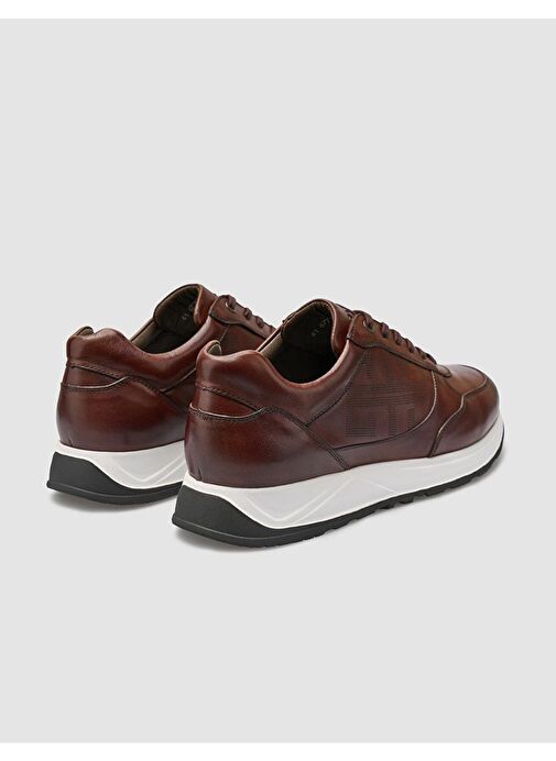 %100 Hakiki Deri Kahverengi Erkek Spor Ayakkabı - Görsel 4