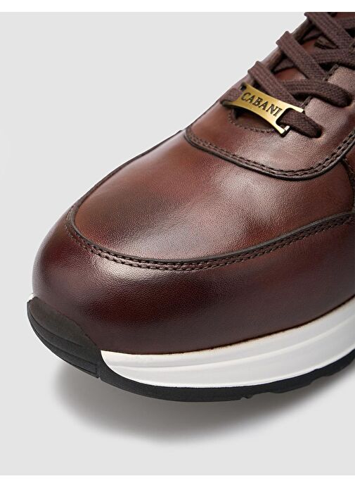 %100 Hakiki Deri Kahverengi Erkek Spor Ayakkabı - Görsel 8