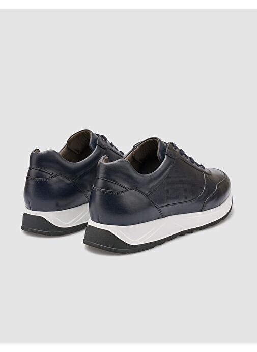 %100 Hakiki Deri Lacivert Erkek Spor Ayakkabı - Görsel 5