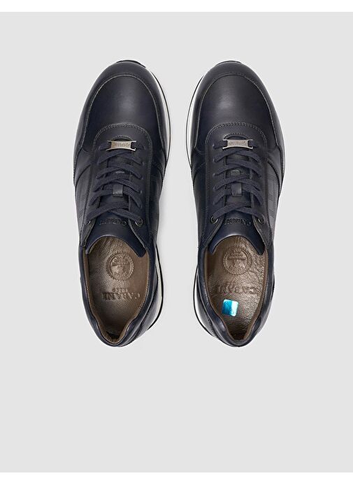 %100 Hakiki Deri Lacivert Erkek Spor Ayakkabı - Görsel 6