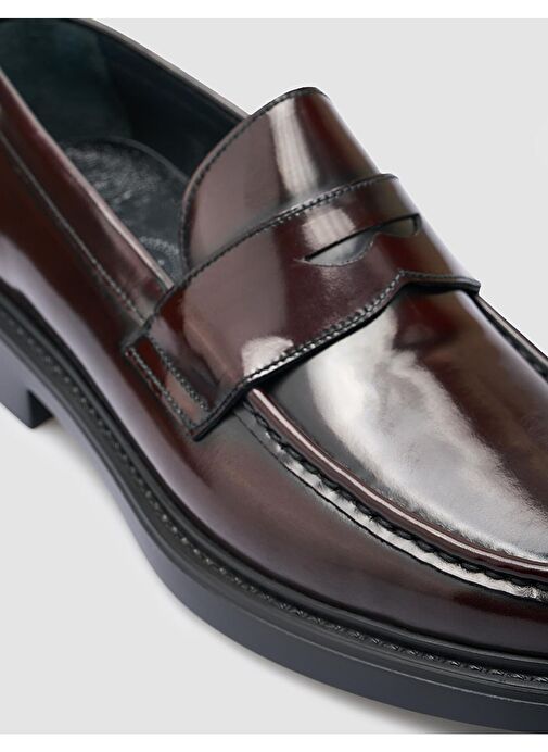 %100 Açma Hakiki Deri Bordo Erkek Günlük Ayakkabı - Görsel 7