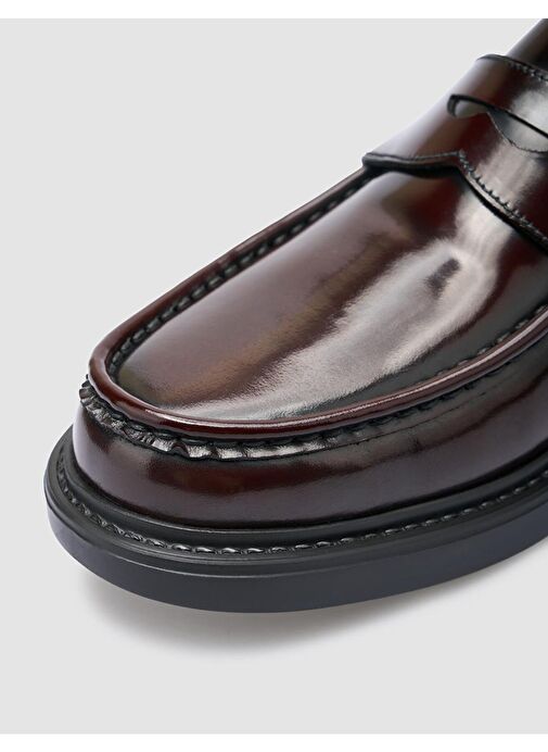 %100 Açma Hakiki Deri Bordo Erkek Günlük Ayakkabı - Görsel 8