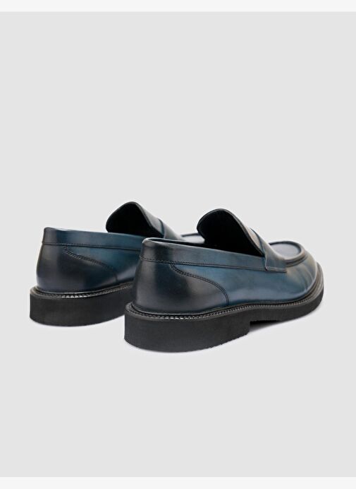 %100 Hakiki Deri Lacivert Erkek Klasik Ayakkabı - Görsel 4