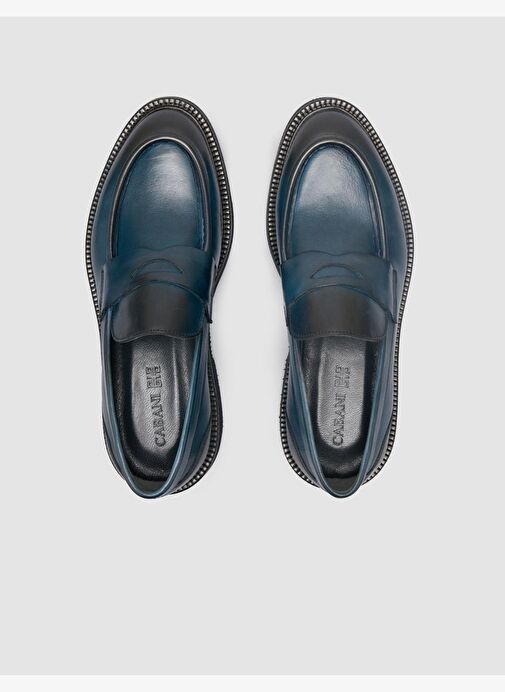 %100 Hakiki Deri Lacivert Erkek Klasik Ayakkabı - Görsel 5