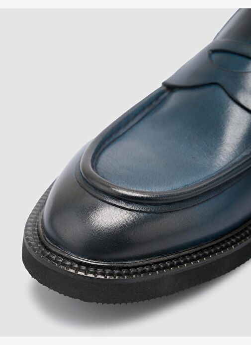 %100 Hakiki Deri Lacivert Erkek Klasik Ayakkabı - Görsel 8