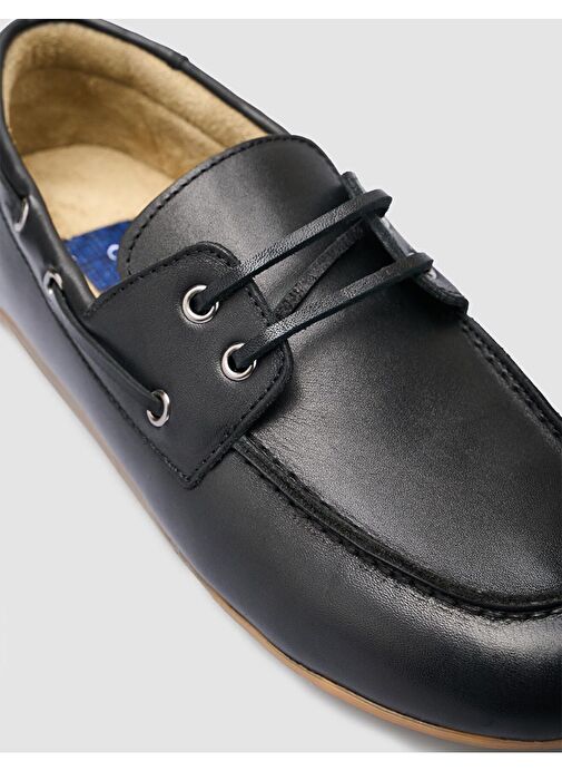 %100 Hakiki Deri Siyah Kadın Loafer - Görsel 7