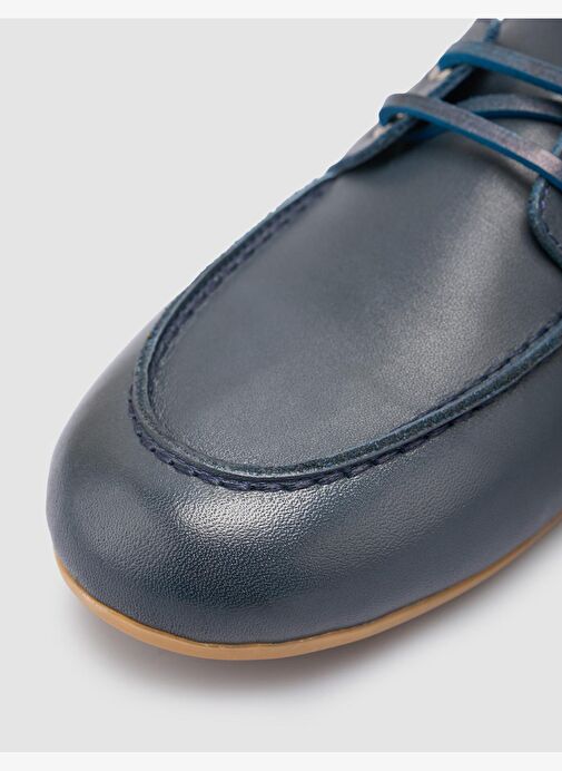 %100 Hakiki Deri Lacivert Kadın Loafer - Görsel 8