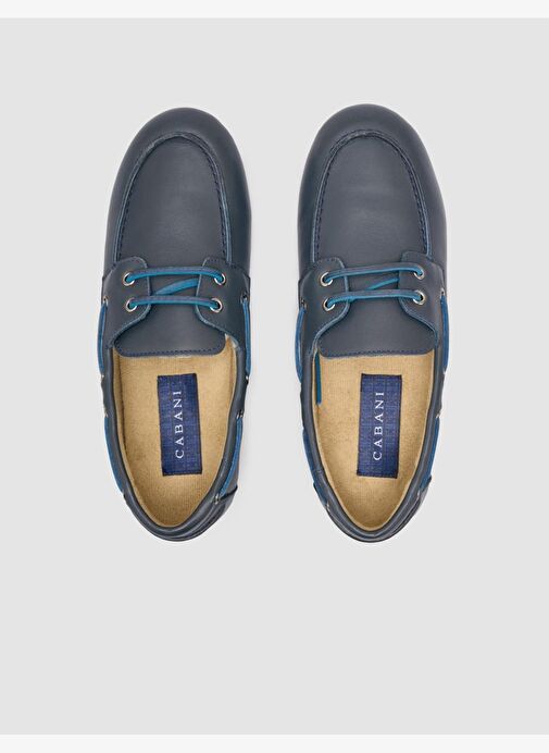 %100 Hakiki Deri Lacivert Kadın Loafer - Görsel 5