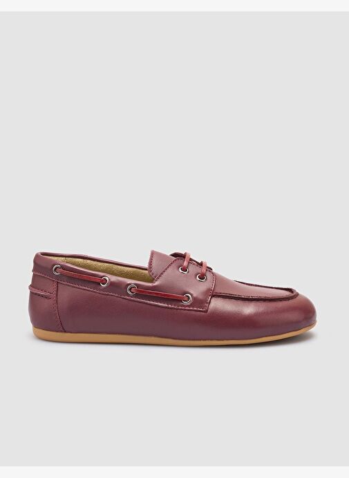 %100 Hakiki Deri Bordo Kadın Loafer - Görsel 2