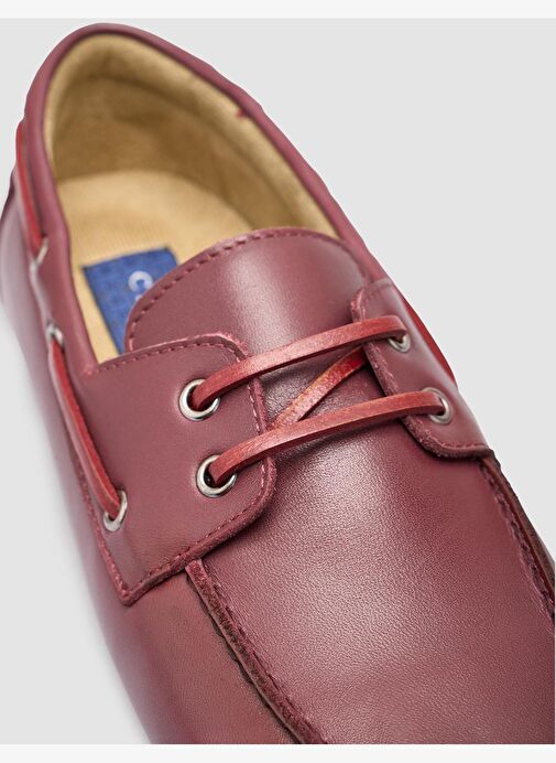 %100 Hakiki Deri Bordo Kadın Loafer - Görsel 7