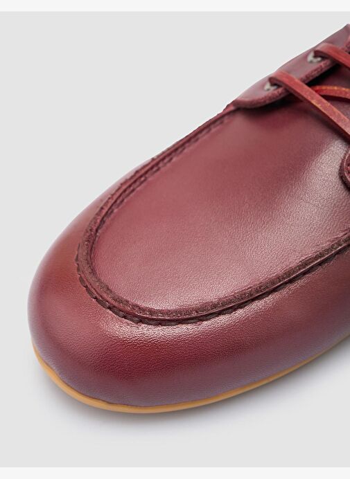 %100 Hakiki Deri Bordo Kadın Loafer - Görsel 8