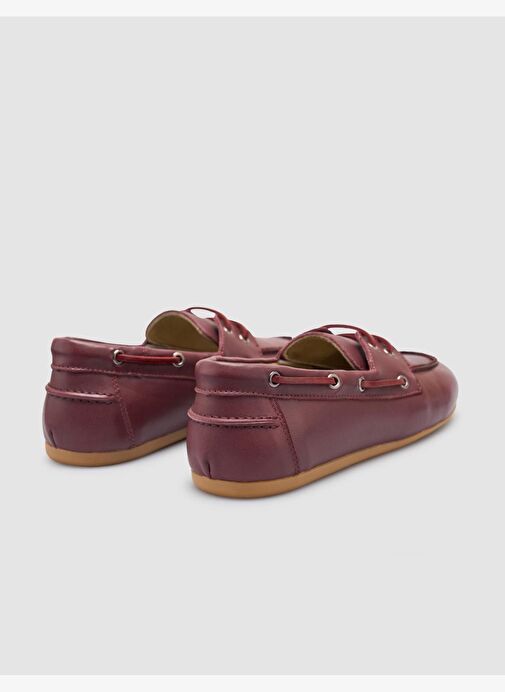 %100 Hakiki Deri Bordo Kadın Loafer - Görsel 4