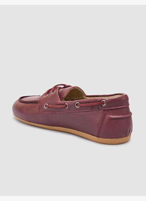 %100 Hakiki Deri Bordo Kadın Loafer - Görsel 6
