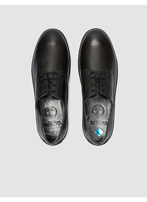 %100 Hakiki Deri Siyah Erkek Günlük Ayakkabı - Görsel 5